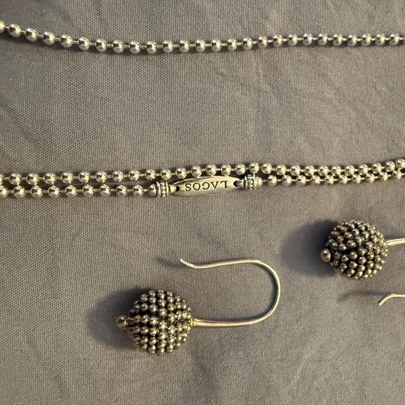 LAGOS Silver Beaded Necklace and Earring Set - Picture 3 of 3